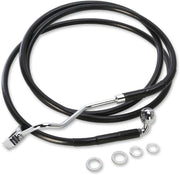 Drag Specialties Brake Line Kit Extended Upper Front Length Black Vinyl/Stainless Steel + 6" - Part #17414507 - Hogparts UK