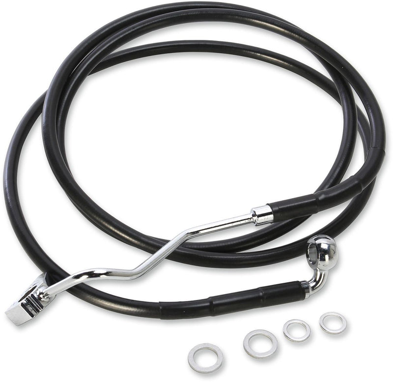 Drag Specialties Brake Line Kit Extended Upper Front Length Black Vinyl/Stainless Steel + 6" - Part #17414507 - Hogparts UK