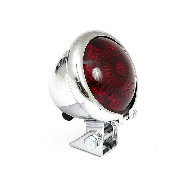 MCS Bates Style LED Taillight. Chrome. Red Lens