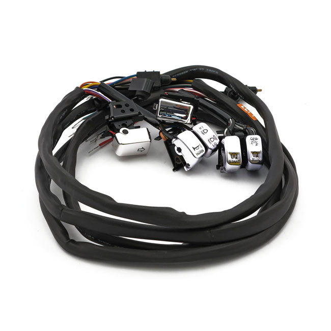 MCS Handlebar Switch & Wiring Kit. Radio. LED. Chrome – 2007–2013 FLT/Touring
