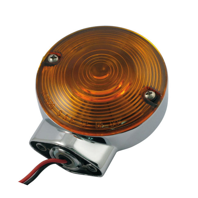 MCS Turn Signal Assembly. Front. Amber Lens. Chrome – 1986–2015 FLT/Touring; 2016–2022 FLHR/C…