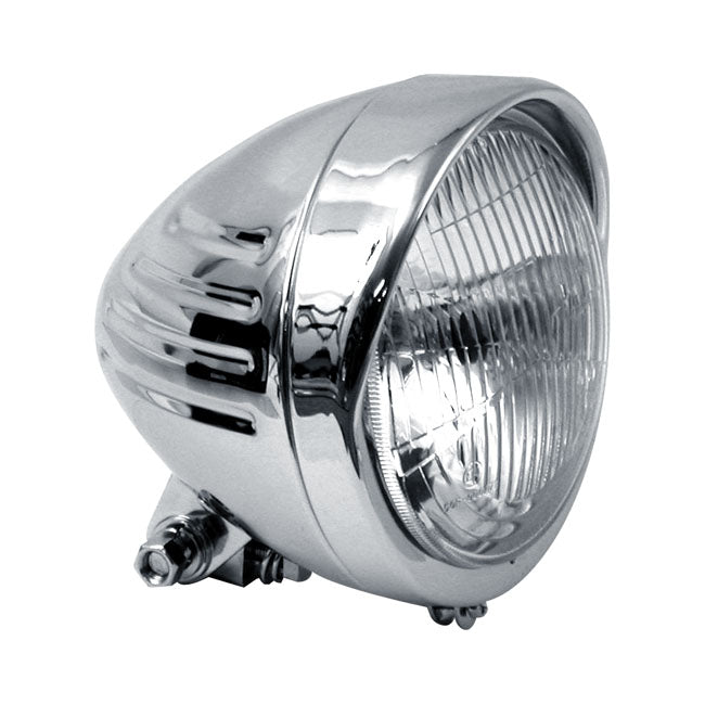 MCS 5-3/4" Ribbed Bullet Headlamp with Visor. Chrome
