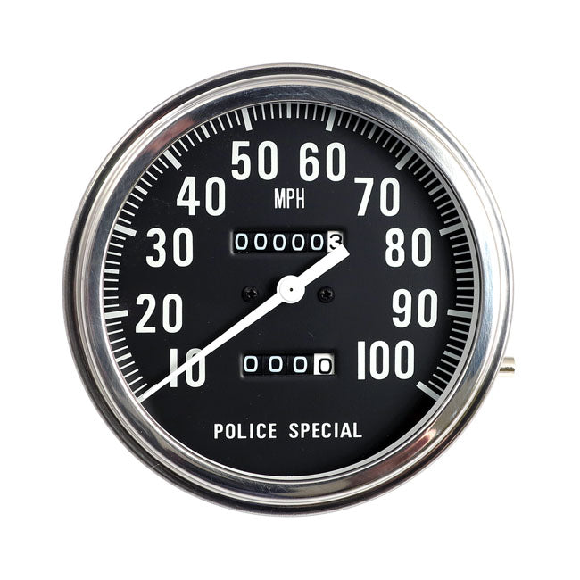 MCS FL Speedometer, ''Police Face'', Black. 1:1 Mph