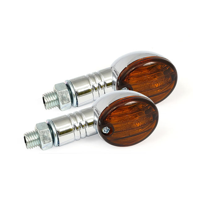 MCS Micro-Flash, Halogen Turn Signal. Chrome. Dark Amber Lens