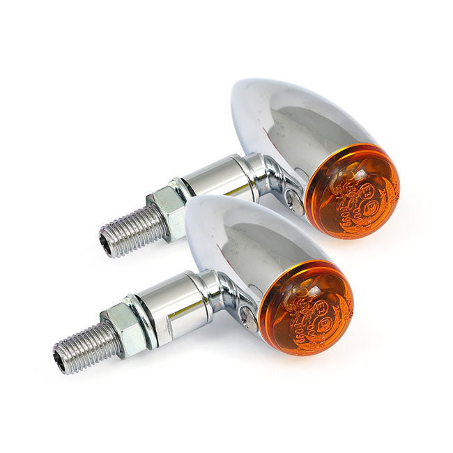 MCS Micro Bullet, 12v Halogen Turn Signals. Chrome, Plain