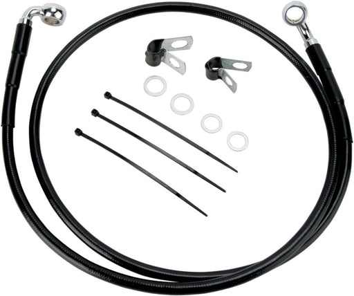 Drag Specialties Front Brake Line Black Vinyl Coated Stainless Steel Extended 6" - Part #17412571 - Hogparts UK