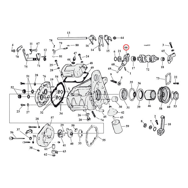 MCS Shifter Cam Support, with Bearing. Right Side – 1980–2000 5-Speed Big Twin