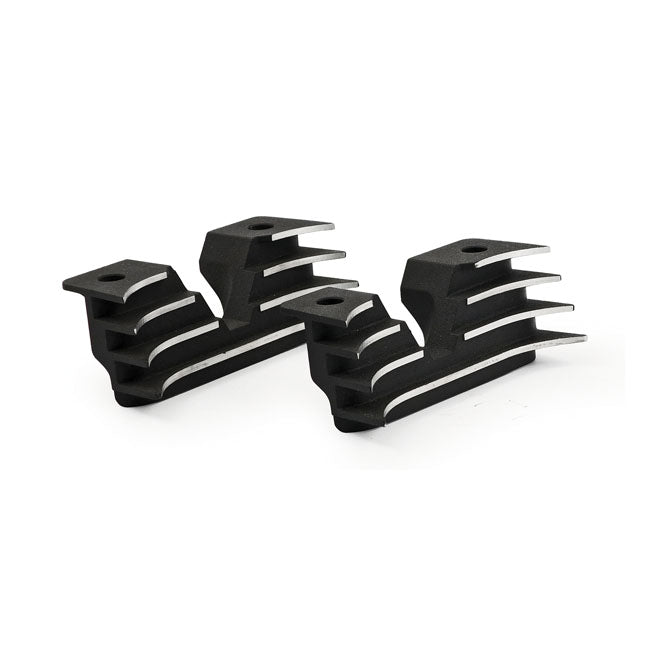 MCS Head Bolt Bridge Cover Set. Finned, Black – 2004–2022 XL Sportster