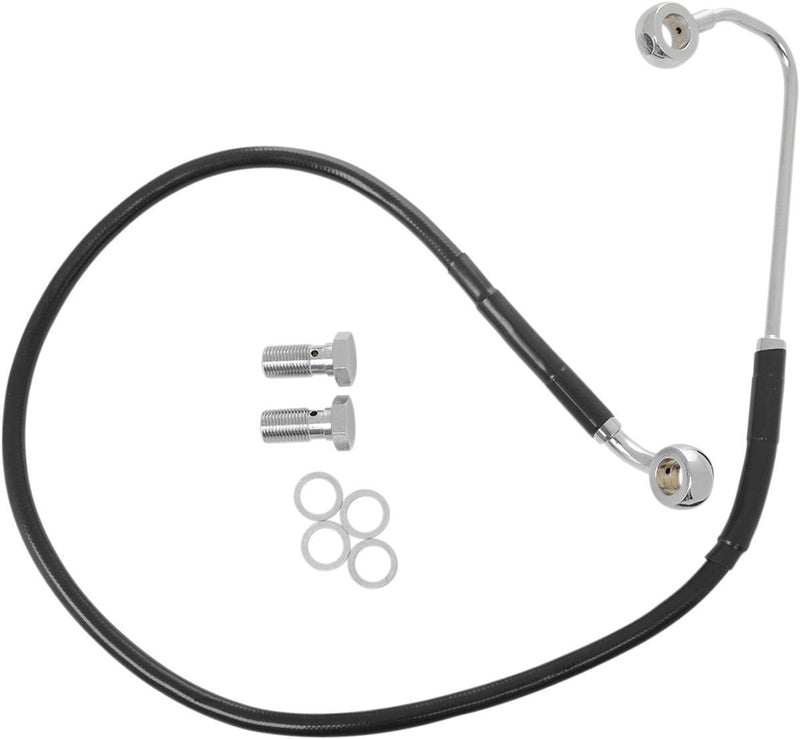 Drag Specialties Brake Line Stainless Steel Black Coated Front/Upper Extended +10" - Part #17413774 - Hogparts UK