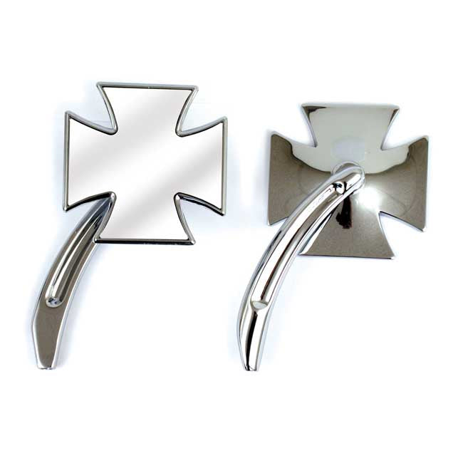 MCS Maltese Mirror Set, with Billet Stem – 65-Up H-D
