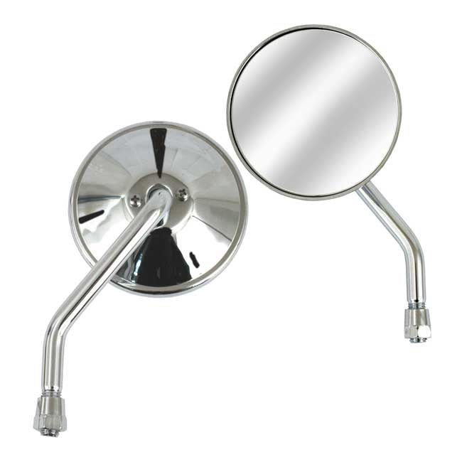 MCS 3-3/8" Round Custom Mirror, Left, 10 mm. Chrome – Metric Threaded