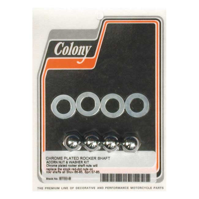 Colony Rocker Shaft End Nut Set. Acorn Style, Chrome – 1966–1984 Shovelhead; 1957–1985 XL…
