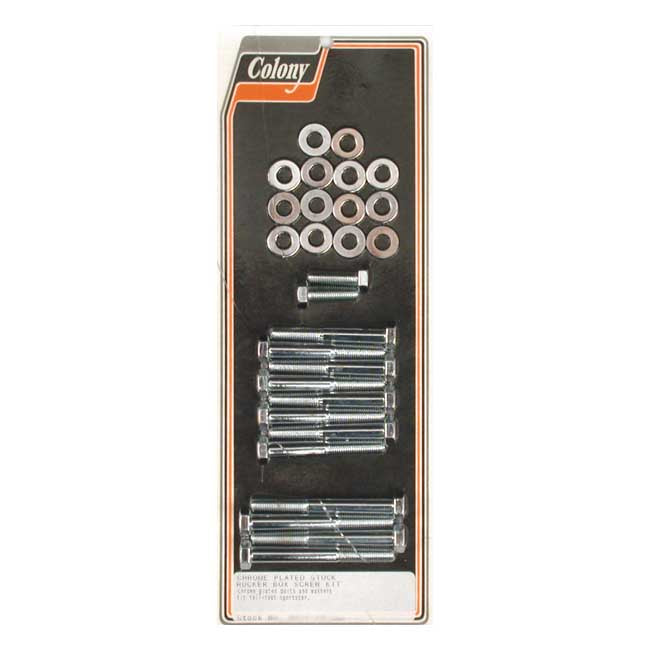Colony Sportster Rocker Box Bolt Kit. Hex, Chrome – 1977–1985 XL Sportster