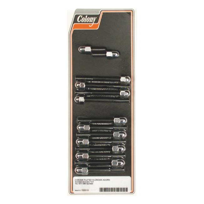 Colony Sportster Rocker Box Bolt Kit. Acorn, Chrome – 1977–1985 XL Sportster