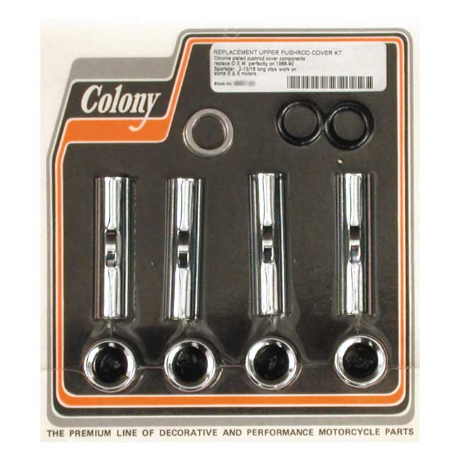 Colony 86-90 XL Upper Pushrod Cover Kit. Chrome – 1986–1990 XL Sportster