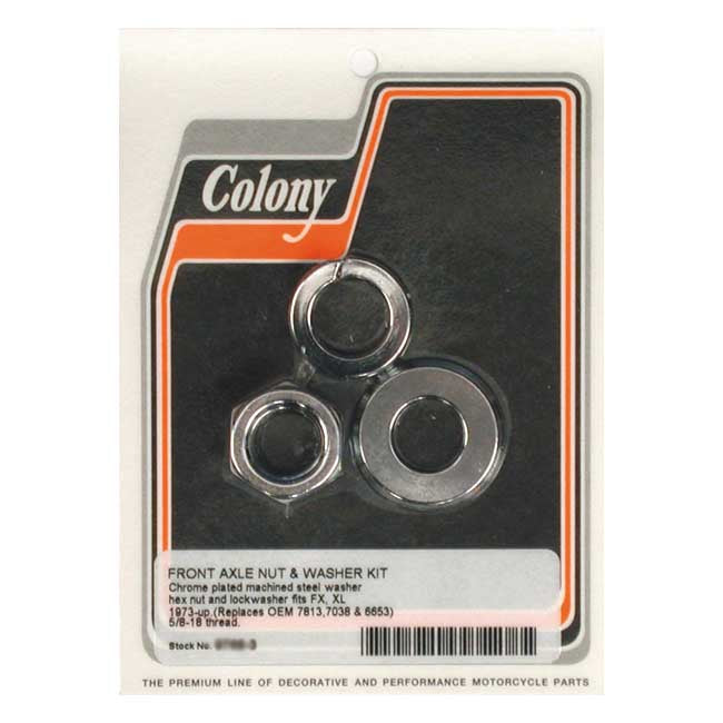 Colony Axle Nut & Washer Kit – 73-Up FX; 79-Up XL Sportster