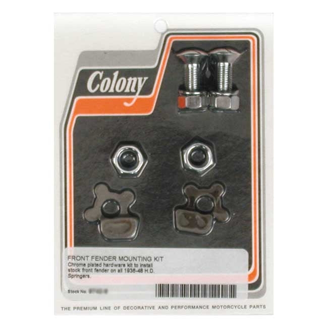 Colony Front Fender Mount Kit. Chrome – 1936–1948 Big Twin