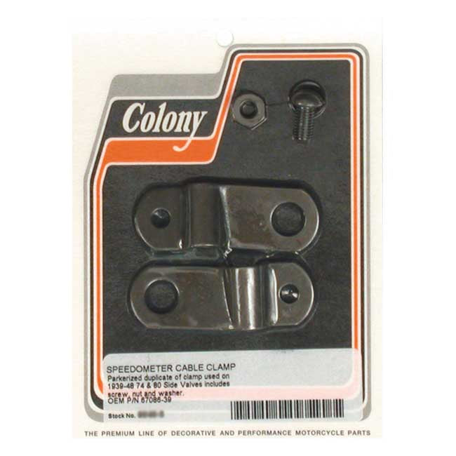 Colony Speedo Cable Clamp. Black Parkerized – 1939–1948 74"/80" Flathead Big Twin