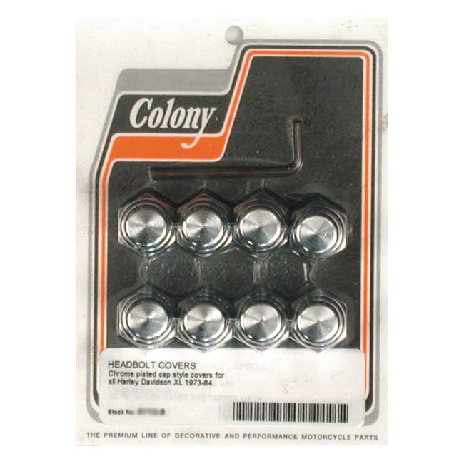 Colony Head Bolt Cover Kit. Cap Style, Chrome – 1973–1984 XL Sportster