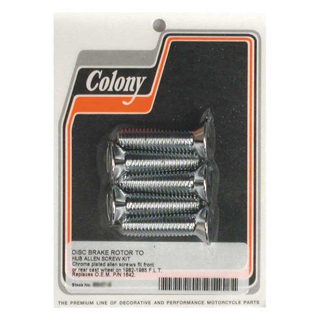 Colony Rear Brake Rotor Bolt Kit. Chrome – 1982–1985 FLT/Touring