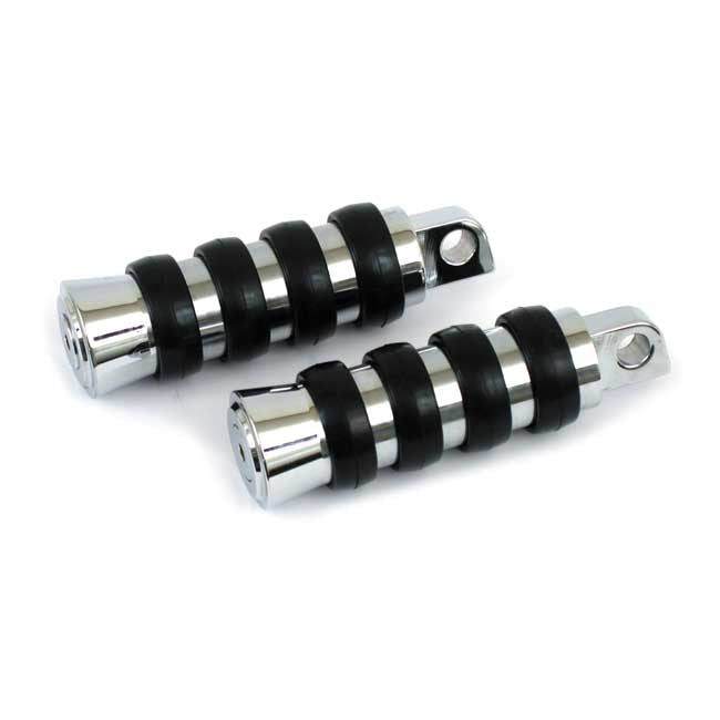 MCS Cushion Band Foot Pegs, Small Diameter. Chrome – All Traditional H-D Male Mount
