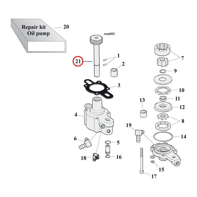 MCS Drive Gear Shaft, Oil Pump – 1977–1990 XL Sportster (1 Used)