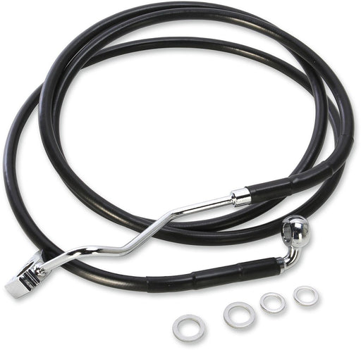 Drag Specialties Brake Line Kit Extended Upper Front Length Black Vinyl/Stainless Steel + 4" - Part #17414506 - Hogparts UK