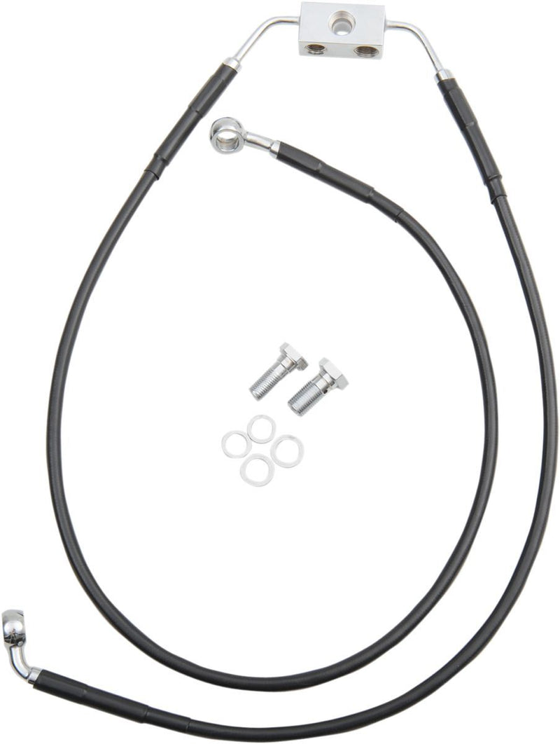 Drag Specialties Brake Line Stainless Steel Black Coated Front/Upper/Lower Extended +4" - Part #17413802 - Hogparts UK