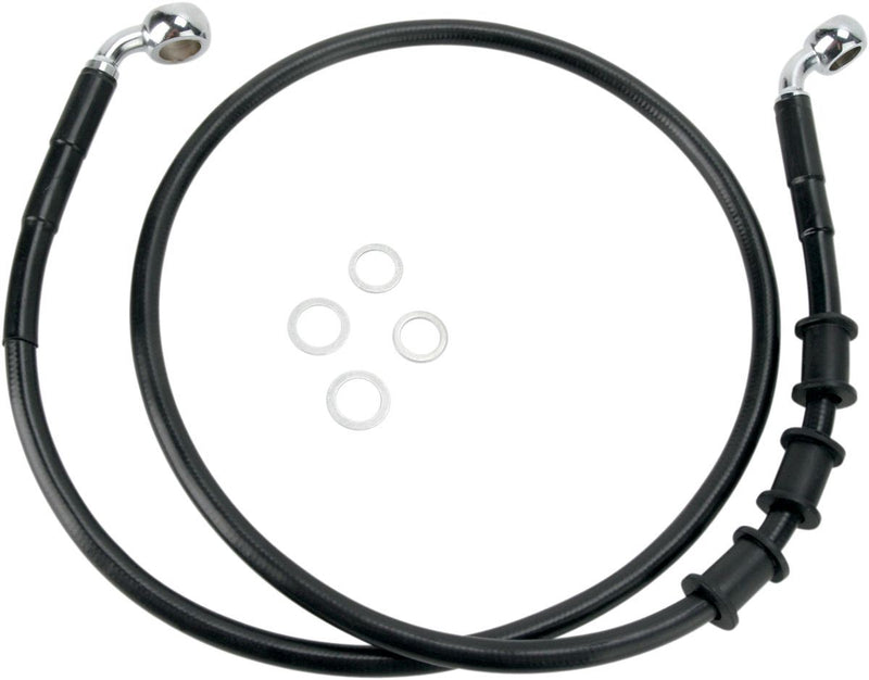 Drag Specialties Front Brake Line Black Vinyl Coated Stainless Steel Extended 6" - Part #17412849 - Hogparts UK