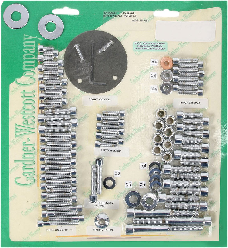 Gardner-Westcott BOLT KIT Motor/socket HEAD Steel Chrome Natural for Harley-Davidson Touring & FXR 1984-1987