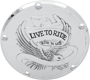 Drag Specialties Live To Ride Derby Cover Chrome 5-Hole - Part #11070157 - Hogparts UK