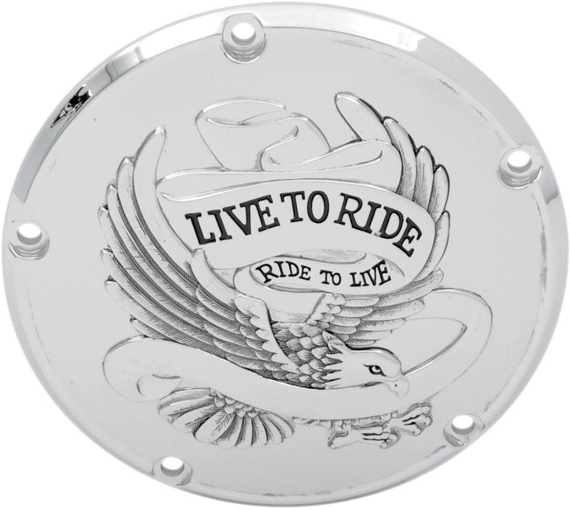 Drag Specialties Live To Ride Derby Cover Chrome 5-Hole - Part #11070157 - Hogparts UK