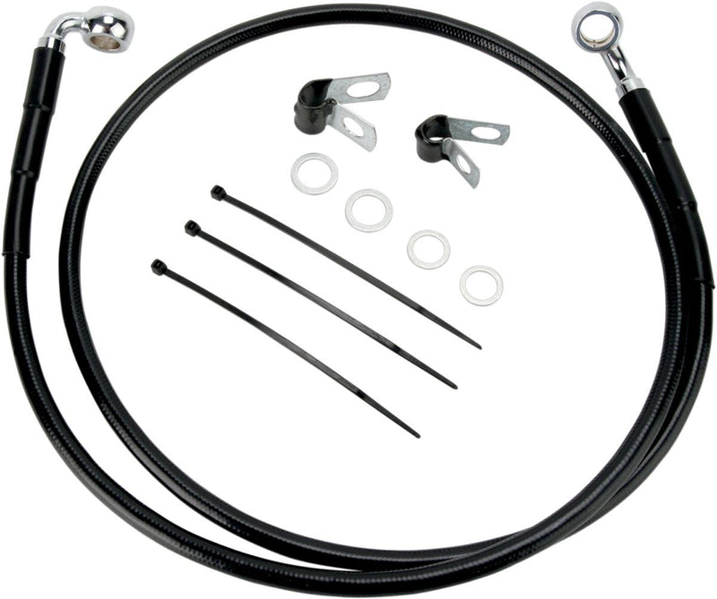 Drag Specialties Front Brake Line Black Vinyl Coated Stainless Steel Extended 8" - Part #17412572 - Hogparts UK