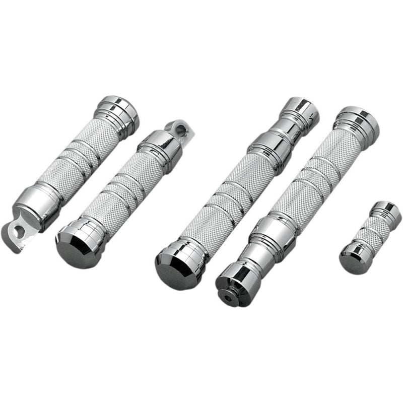 Accutronix  Foot Pegs Knurled Grooved Folding Chrome - Part #123605 - Hogparts UK