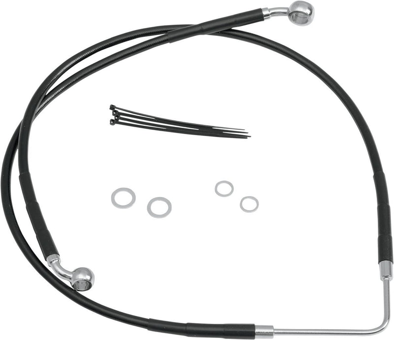 Drag Specialties Front Brake Line Black Vinyl Coated Stainless Steel - Part #17412586 - Hogparts UK