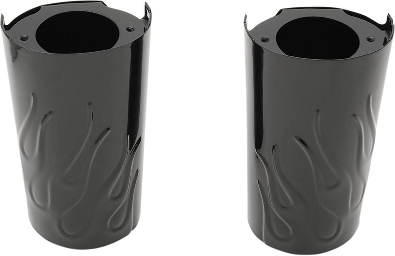 Drag Specialties Fork Slider Covers Flame Gloss Black - Part #04110131 - Hogparts UK
