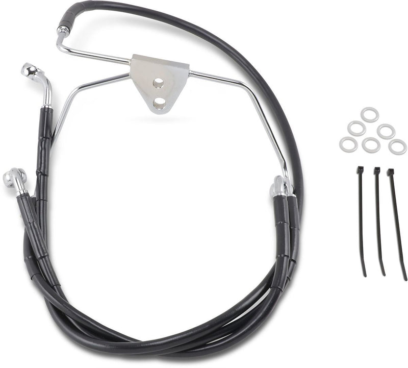 Drag Specialties Front Brake Line Black Vinyl Coated Stainless Steel Extended 8" - Part #17412518 - Hogparts UK
