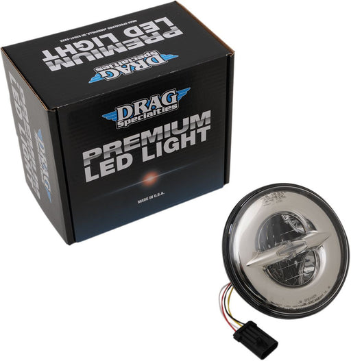Drag Specialties Headlight 7" W/Mounting Ring Reflector 12V Led Chrome - Part #20011790 - Hogparts UK