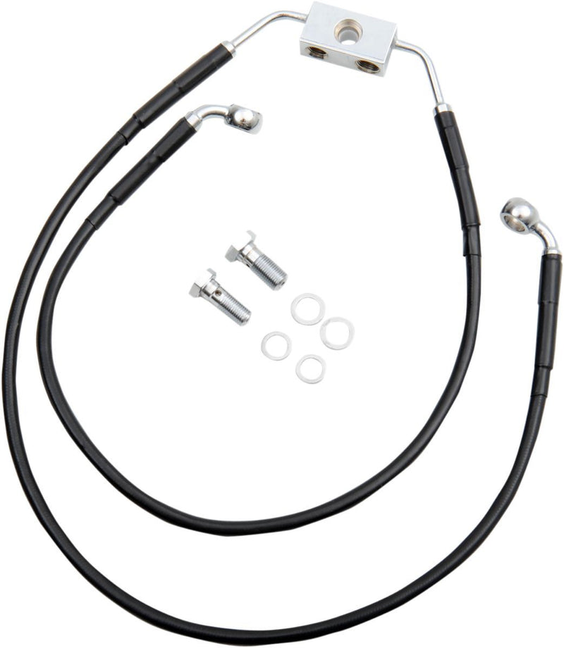 Drag Specialties Brake Line Stainless Steel Black Coated Front/Upper/Lower Extended +2" - Part #17413836 - Hogparts UK