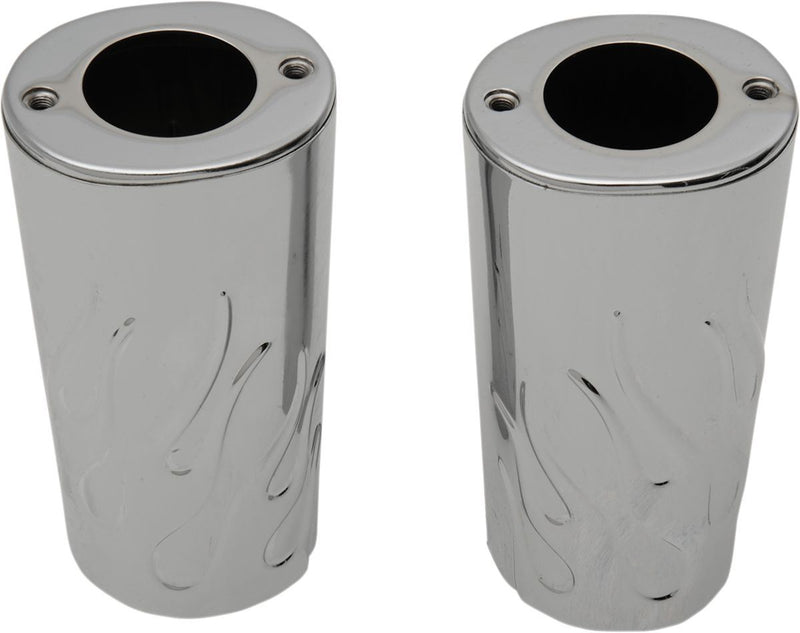 Drag Specialties Fork Slider Covers Flame Chrome - Part #04110132 - Hogparts UK