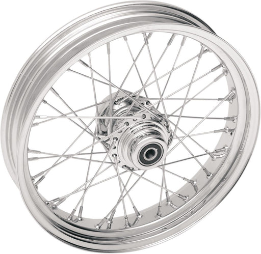 Drag Specialties Front Wheel 21X3.5 Dual-Disc 40-Spoke Chrome - Part #02030404 - Hogparts UK