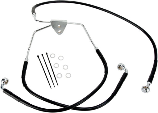 Drag Specialties Front Brake Line Black Vinyl Coated Stainless Steel Extended 8" - Part #17412512 - Hogparts UK