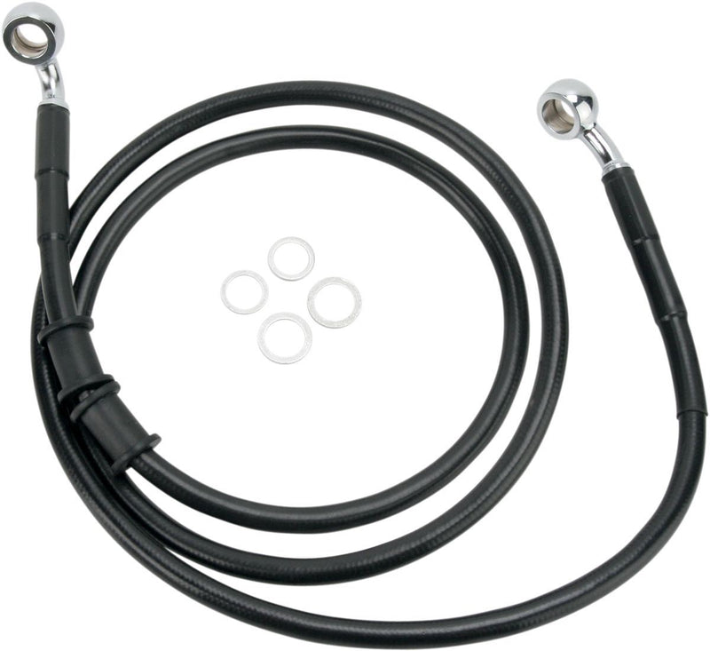 Drag Specialties Front Brake Line Black Vinyl Coated Stainless Steel - Part #17412882 - Hogparts UK
