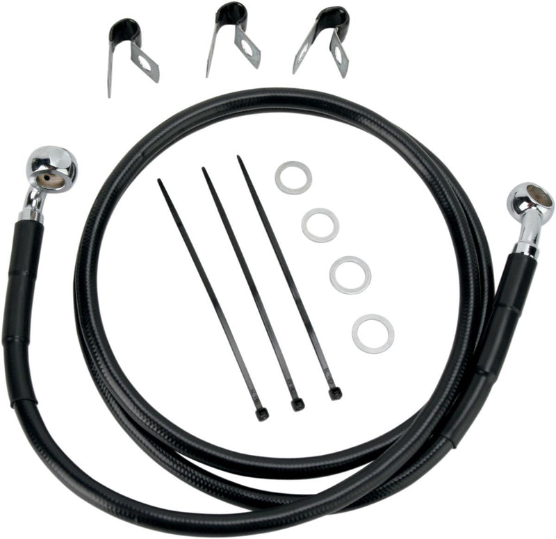 Drag Specialties Front Brake Line Black Vinyl Coated Stainless Steel - Part #17412538 - Hogparts UK