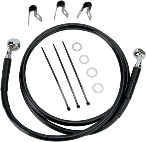 Drag Specialties Front Brake Line Black Vinyl Coated Stainless Steel - Part #17412538 - Hogparts UK