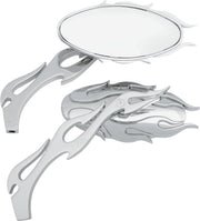 Drag Specialties Mirror Kit Flame Oval W/ Flame Stems Chrome/Chrome - Part #06400484 - Hogparts UK