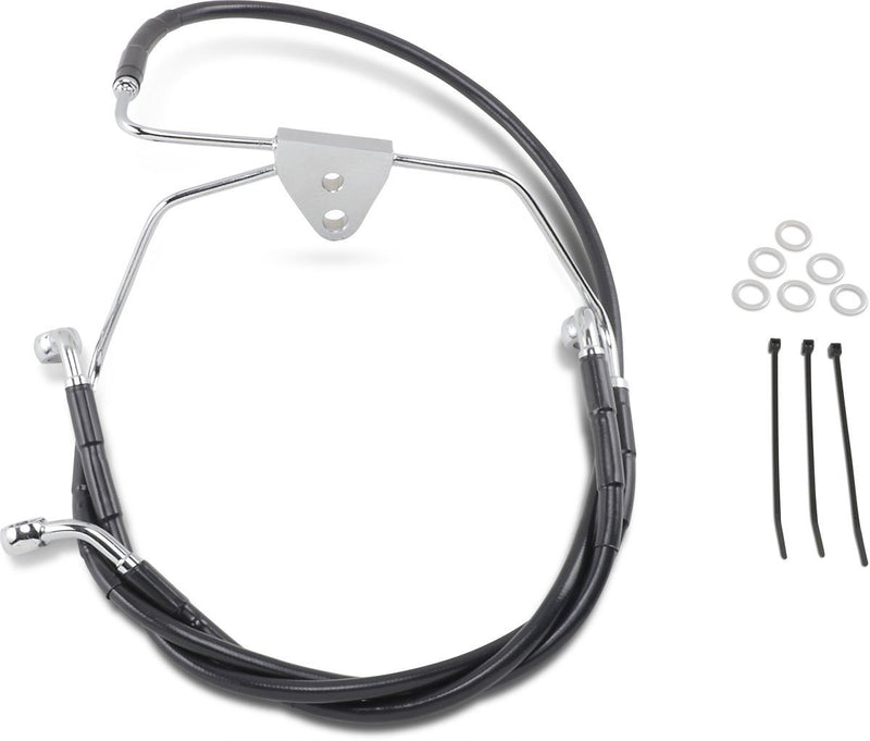 Drag Specialties Front Brake Line Black Vinyl Coated Stainless Steel Extended 2" - Part #17412515 - Hogparts UK