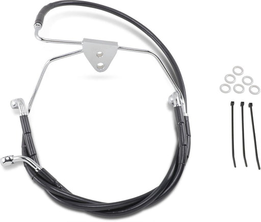 Drag Specialties Front Brake Line Black Vinyl Coated Stainless Steel Extended 2" - Part #17412515 - Hogparts UK
