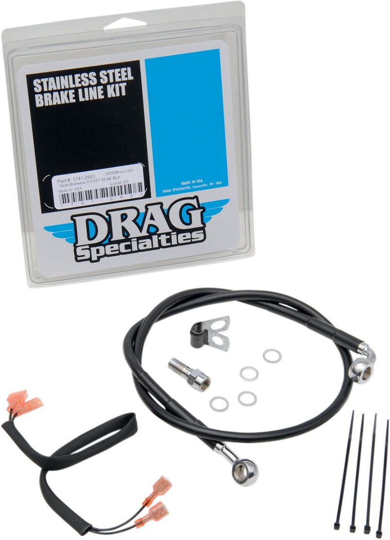 Drag Specialties Rear Brake Line Black Vinyl Coated Stainless Steel - Part #17412953 - Hogparts UK